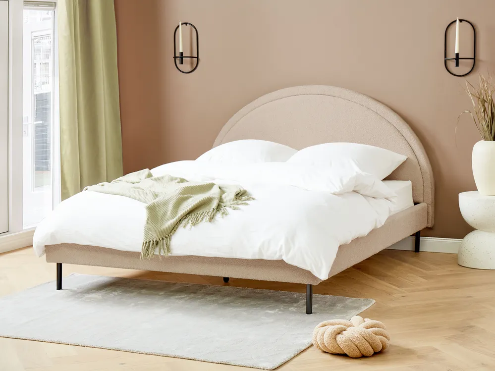 Bett mit Lattenrost Bouclé MARGUT 160 x 200 cm Beige