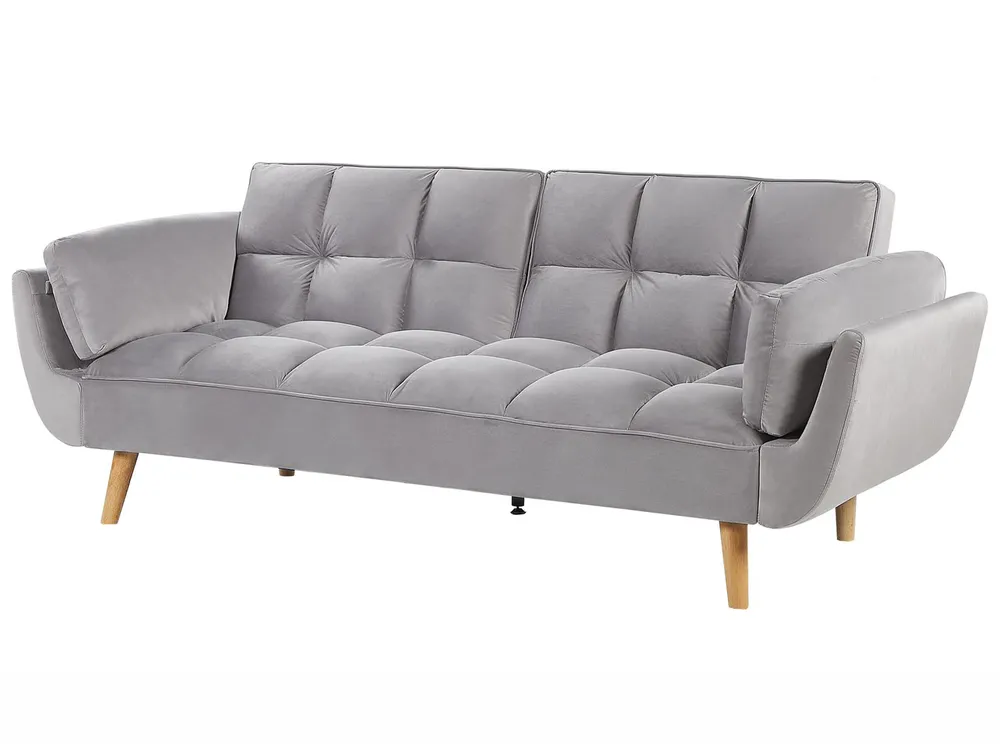 Schlafsofa 3-Sitzer ASBY Samtstoff Hellgrau_788066