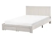 Krevet s ladicama LONZAC Samet Krem bijela 140 x 200 cm_1014767