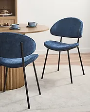 Esszimmerstuhl 2er Set KIANA Stoff Dunkelblau_1175878