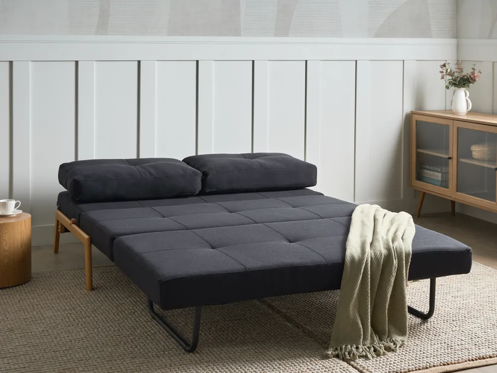 Schlafsofa 2-Sitzer EDLAND Stoff Schwarz_798415