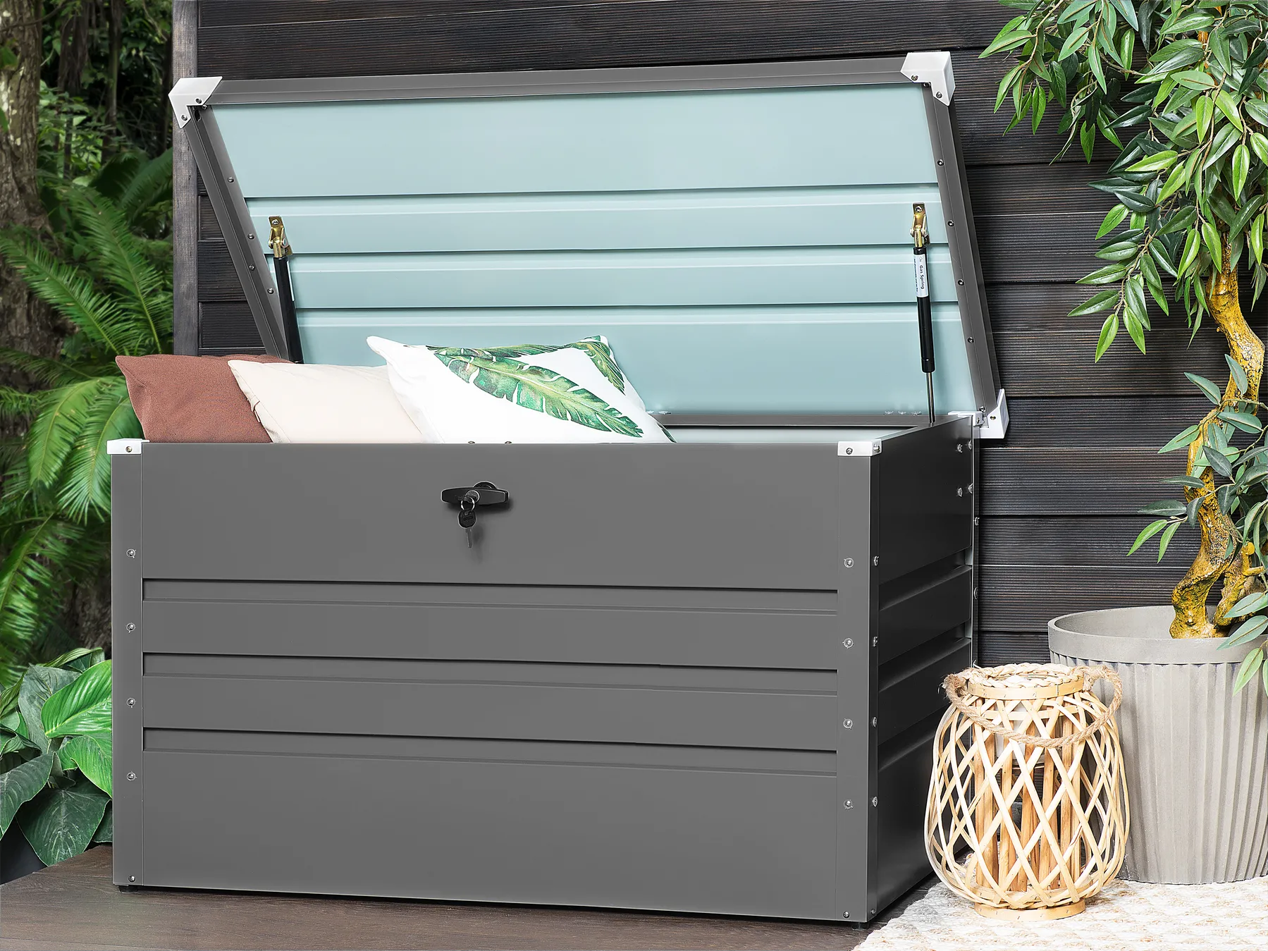 Aufbewahrungsbox CEBROSA 132 cm 62 cm Metall Grau_752590