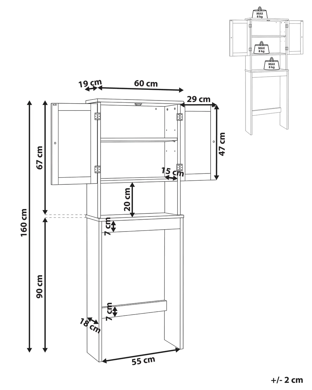 Badezimmerschrank ATJONI 60 cm Grau_1109706
