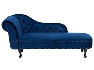 Linksseitige Chaiselongue NIMES Samtstoff Marineblau_696708
