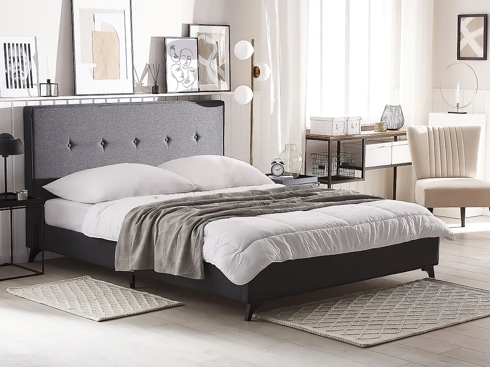 Bett mit Lattenrost Stoff AMBASSADOR 160 x 200 cm Dunkelgrau_1175065