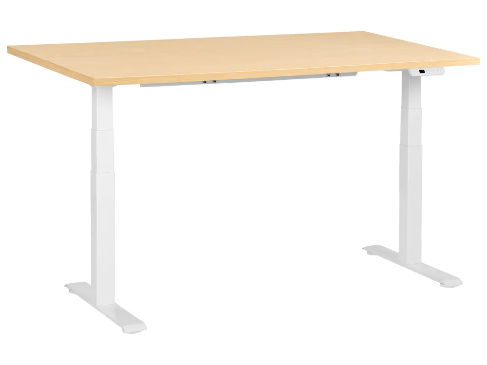 Schreibtisch elektrisch höhenverstellbar DESTINES 160 cm 72 cm Hellbraun / Weiß