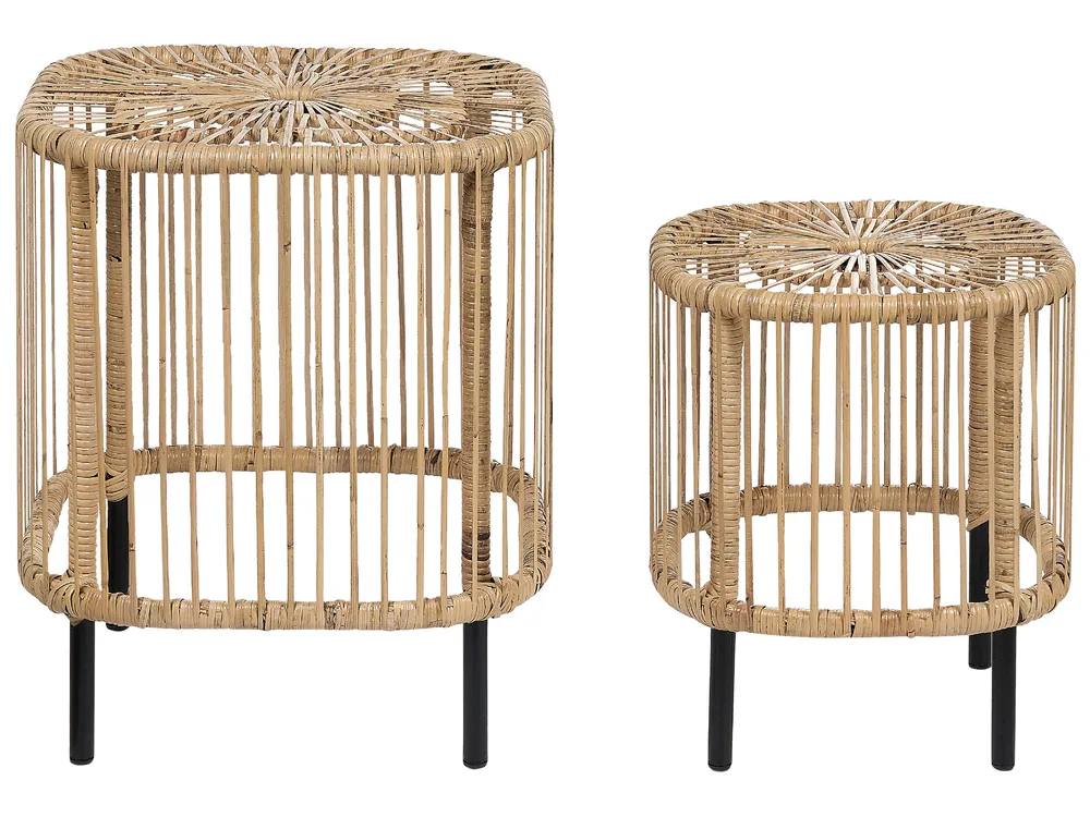 Lounge Set mit Tisch 4-Sitzer MARATEA/CESENATICO Rattan Naturfarben_878780