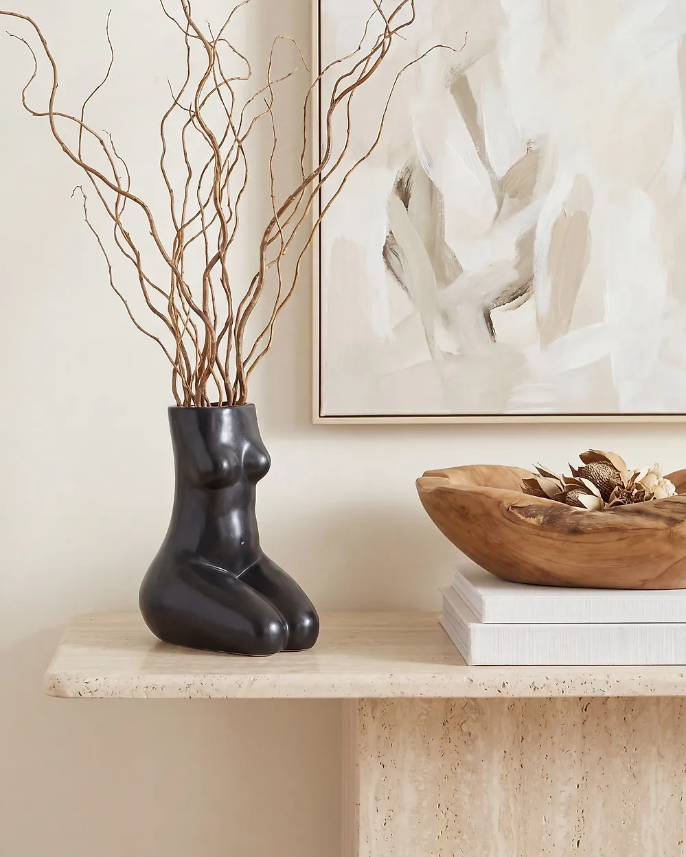 Blumenvase PYRGOS 22 cm Keramik Schwarz_1180099