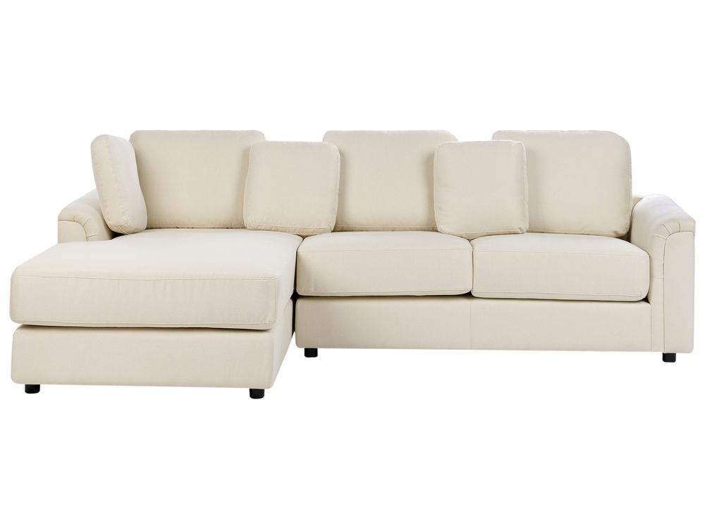 Ecksofa 4-Sitzer KOHLO Stoff Hellbeige rechtsseitig