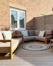Lounge Set mit Tisch 4-Sitzer TIMOR modular zertifiziertes Akazienholz Dunkelbraun_978386