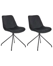 Set of 2 Dining Chairs NAVASOTA Velvet Black_860825