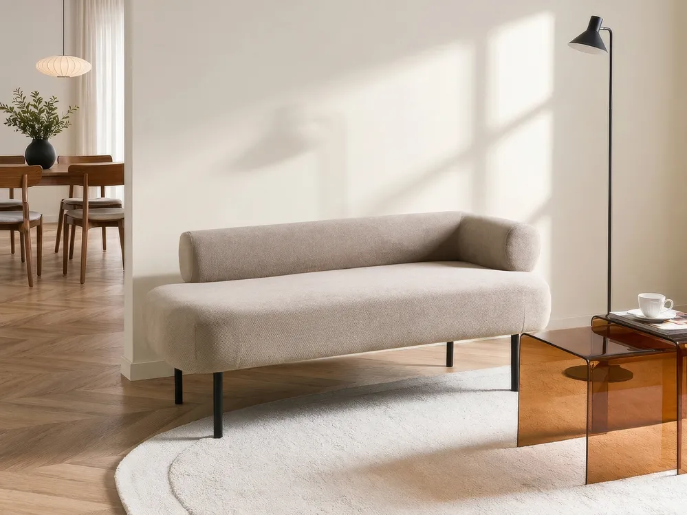 Rechtsseitige Chaiselongue MIRMANDE Stoff Hellbraun