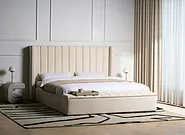 Bett mit Stauraumbank NOYERS Samtstoff Cremeweiß 180 x 200 cm_1156395