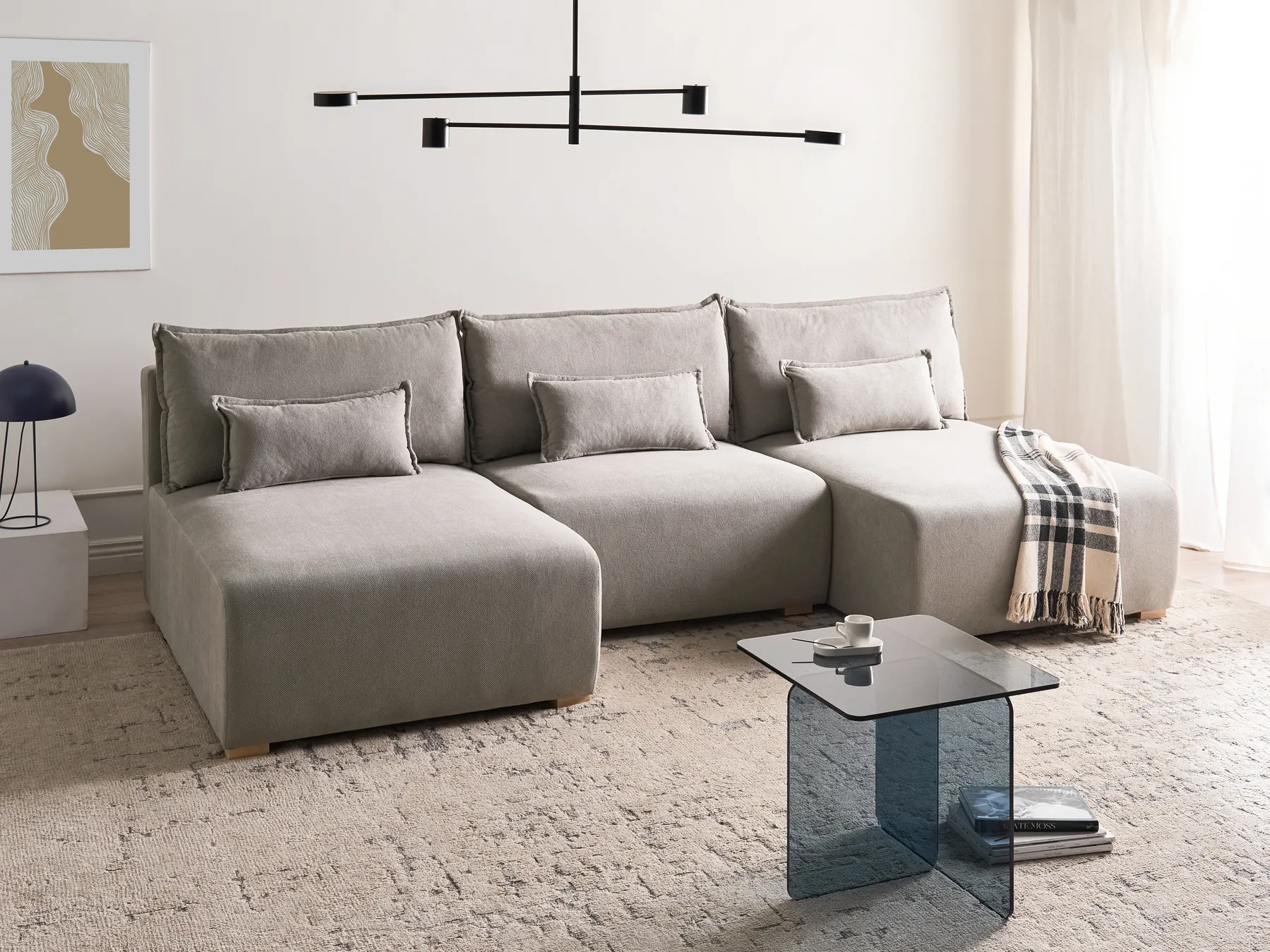 Modular U-Shape Sofa NERBO Fabric Grey_1035253