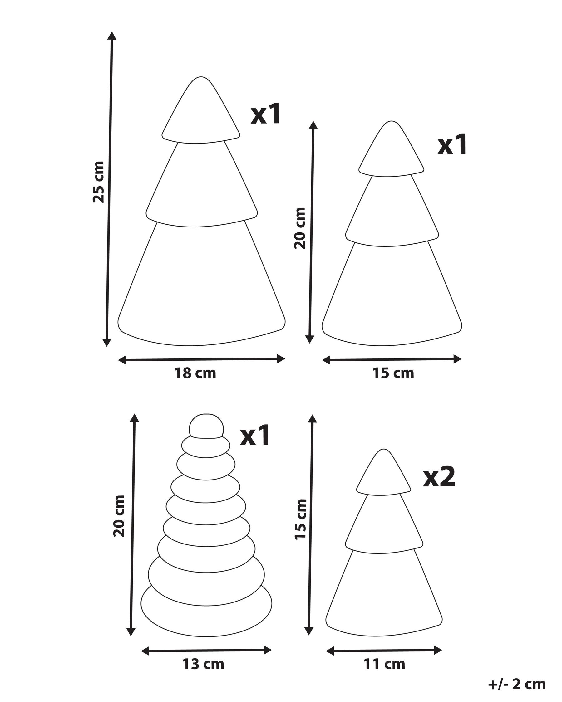 Weihnachtsdekoration 5er Set VORMA 25 cm Weihnachtsbaum Beige / Grün_1030989