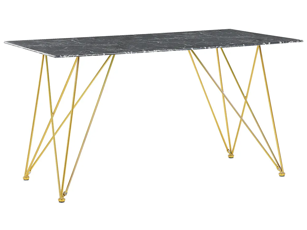 Esstisch KENTON Schwarzer Marmor 140 cm 80 cm Sicherheitsglas