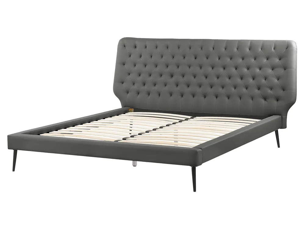 Posteljni komplet Umjetna koža ESSONNE 160 x 200 cm Sivi_789191