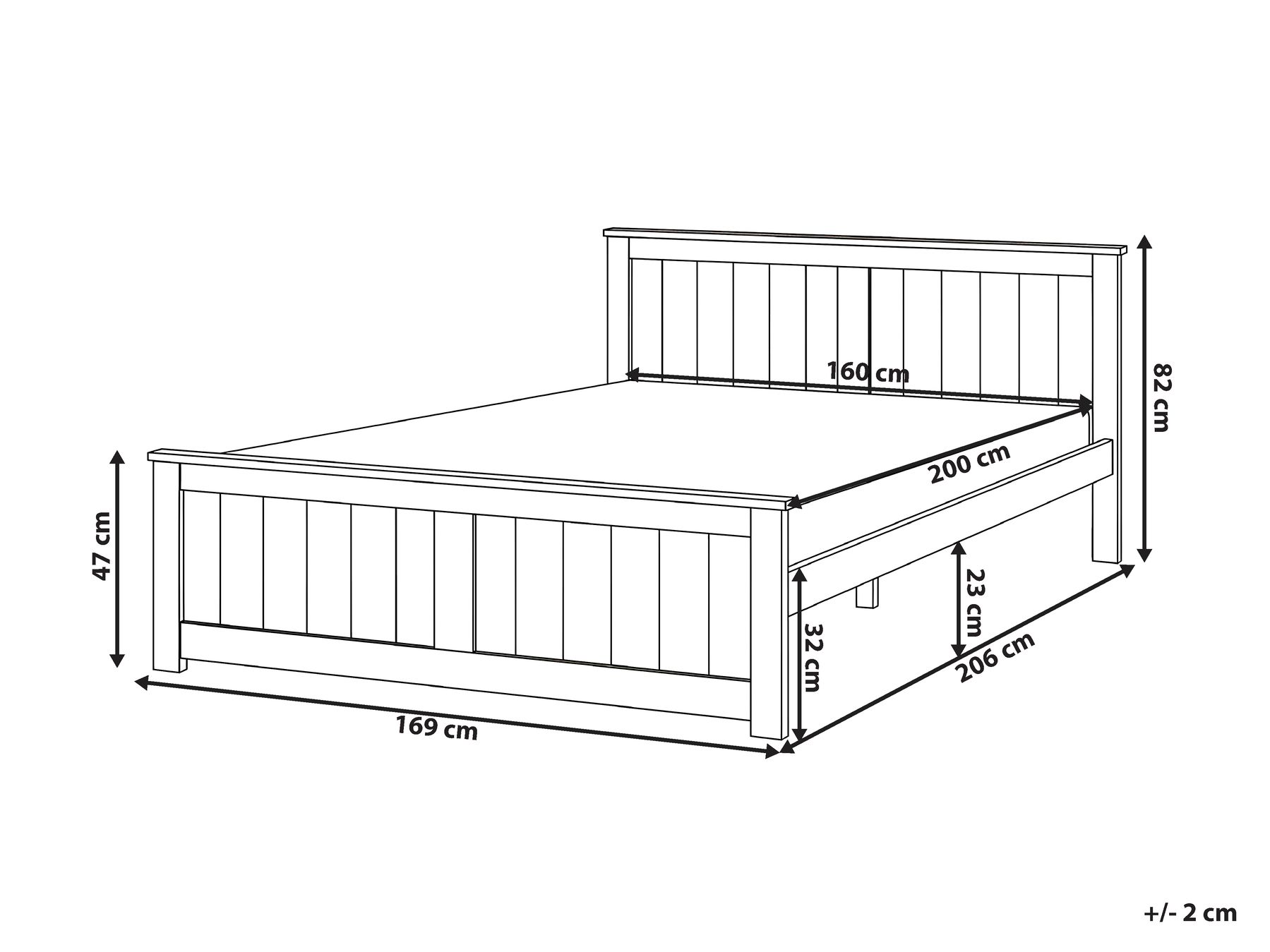 Bed Pine Wood SABRAN 160 x 200 cm (EU King Size) White_1061287