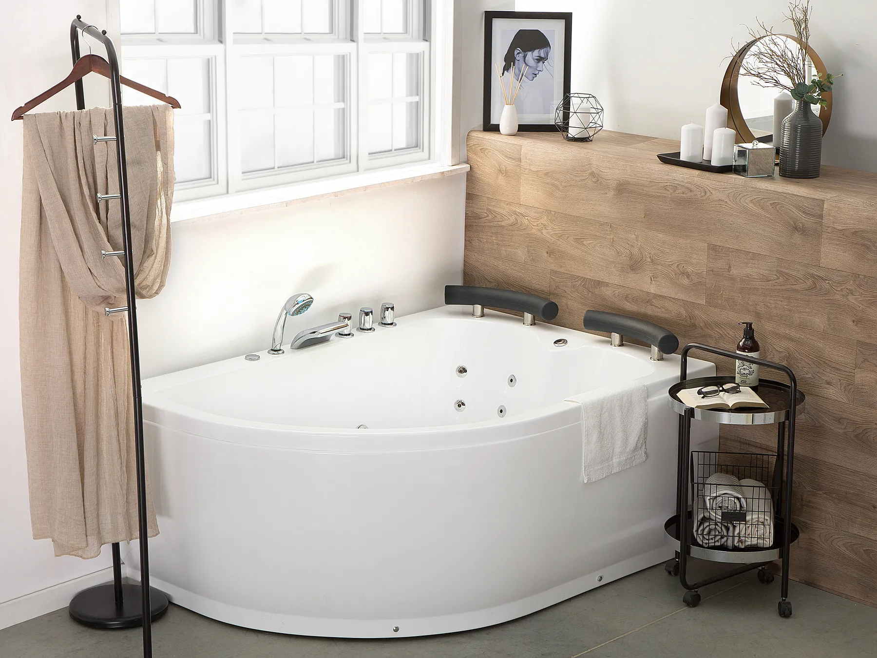 Corner Hot Tub with LED PARADISO 1580 x 1130 mm White Left Hand_680880