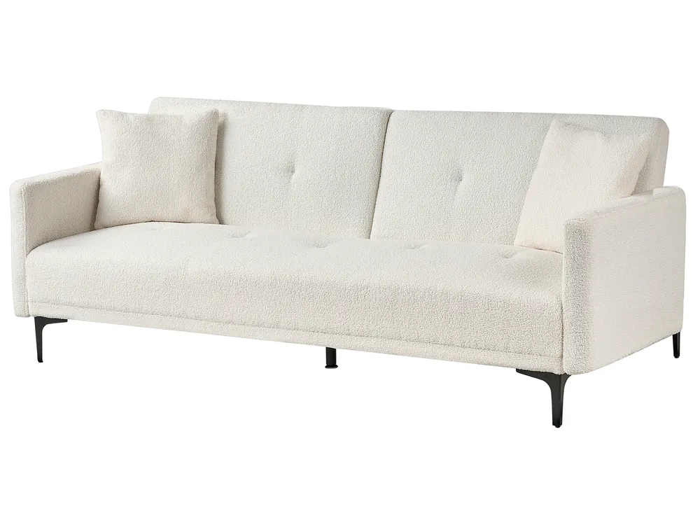 Schlafsofa 3-Sitzer LUCAN Bouclé Cremeweiß_914805