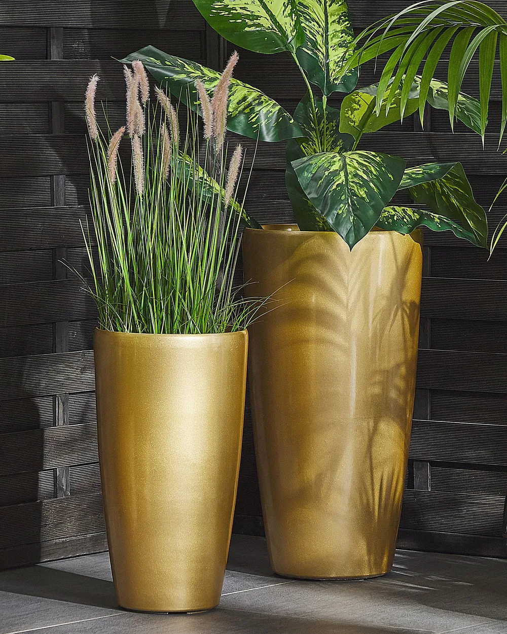 Set mit 2 Blumentöpfen TSERIA 32 cm Gold