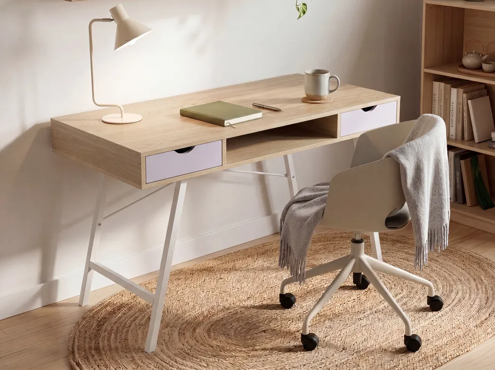 Home Office Desk CLARITA 120 cm 48 cm with Drawers Light Brown_1082685