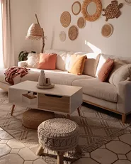 Corner Sofa 4 Seater SIGGARD II Corduroy Light Beige Right Hand_974793