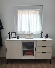 Glass Display Sideboard LEDUC White_1051577
