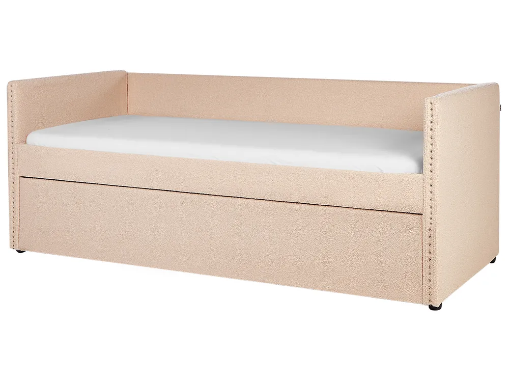 Ausziehbett Bouclé TROYES 90 x 200 cm Pfirsichrosa_906968