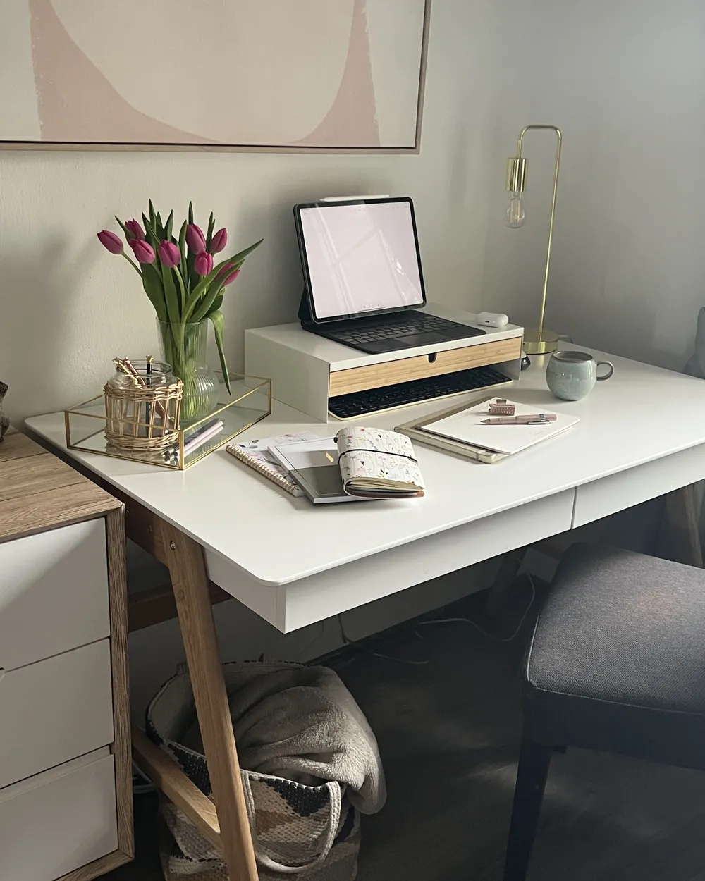 Home Office Desk SHESLAY 120 cm 70 cm with Drawers White_859569