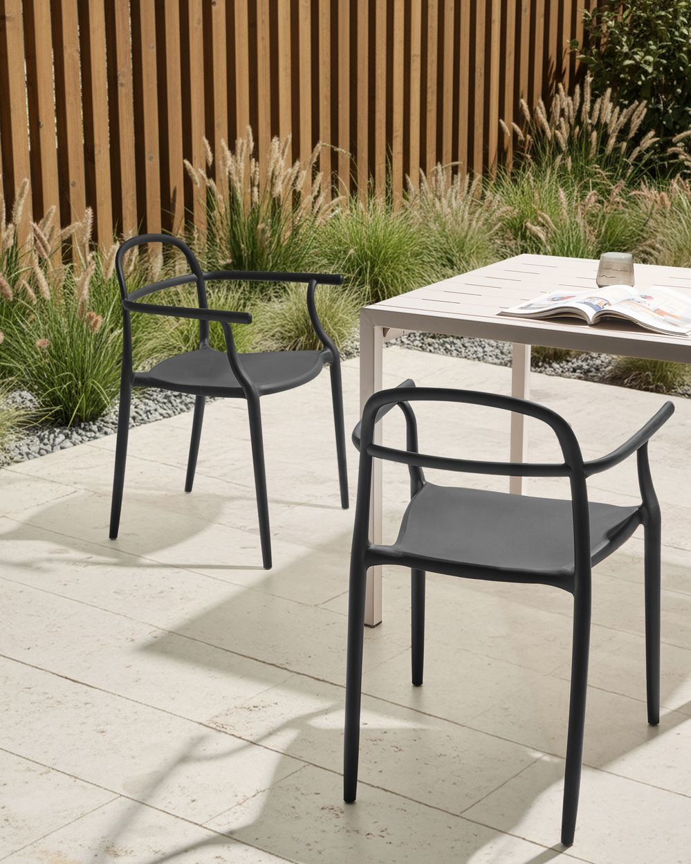Set of 2 Garden Chairs VIDOR Black