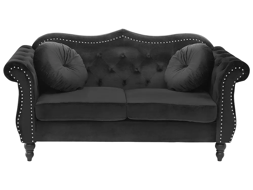 Sofa 2-Sitzer SKIEN Samtstoff Schwarz