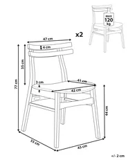 Set of 2 Dining Chairs CYNTHIANA Wood Brown/ Light Beige_952362