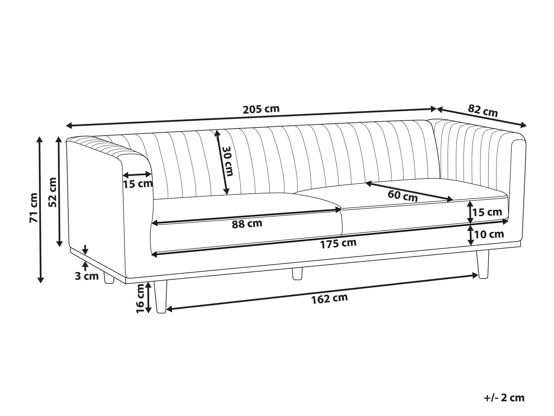 Sofa 3-Sitzer SKAULE Stoff Hellbraun_894092