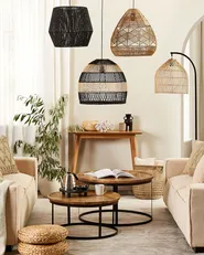 Pendant Lamp GWERU Paper Rope Black_836549
