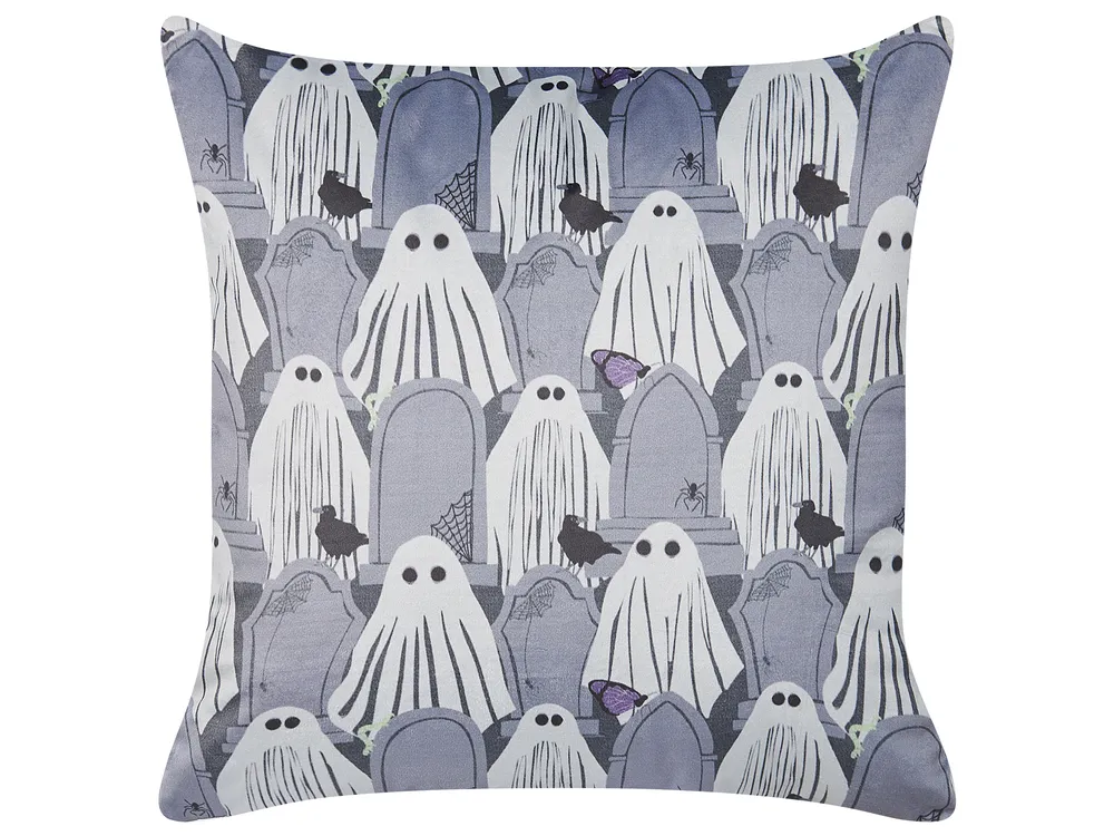 Dekokissen 2er Set FANATE 45 x 45 cm Samtstoff Grau Abstraktes Muster_830221