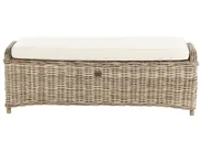 Gartenbank mit Auflage SUSUA 141 cm mit Ottomane Rattan Naturfarben_957615