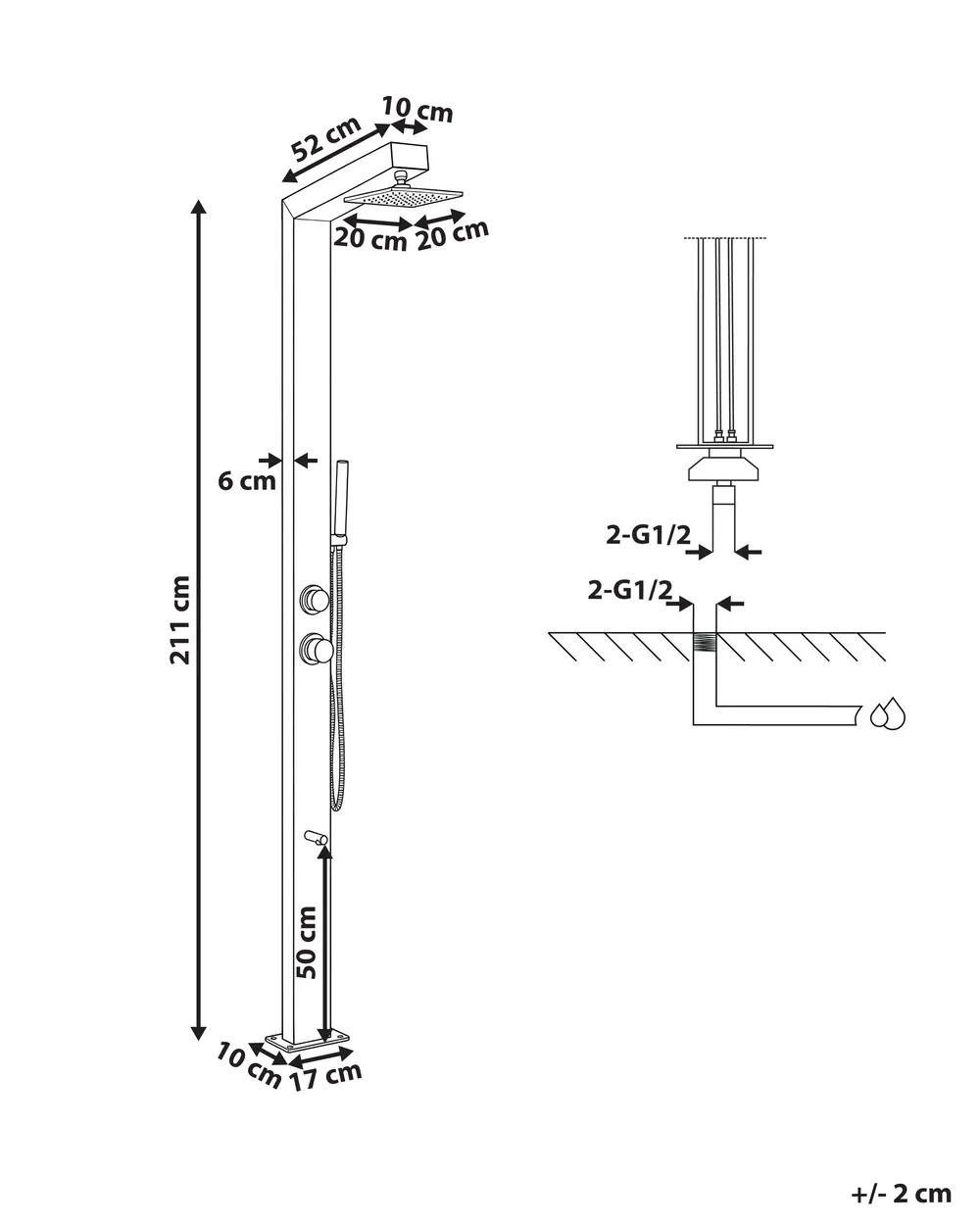 Freestanding Outdoor Shower APOERA Silver_1079075