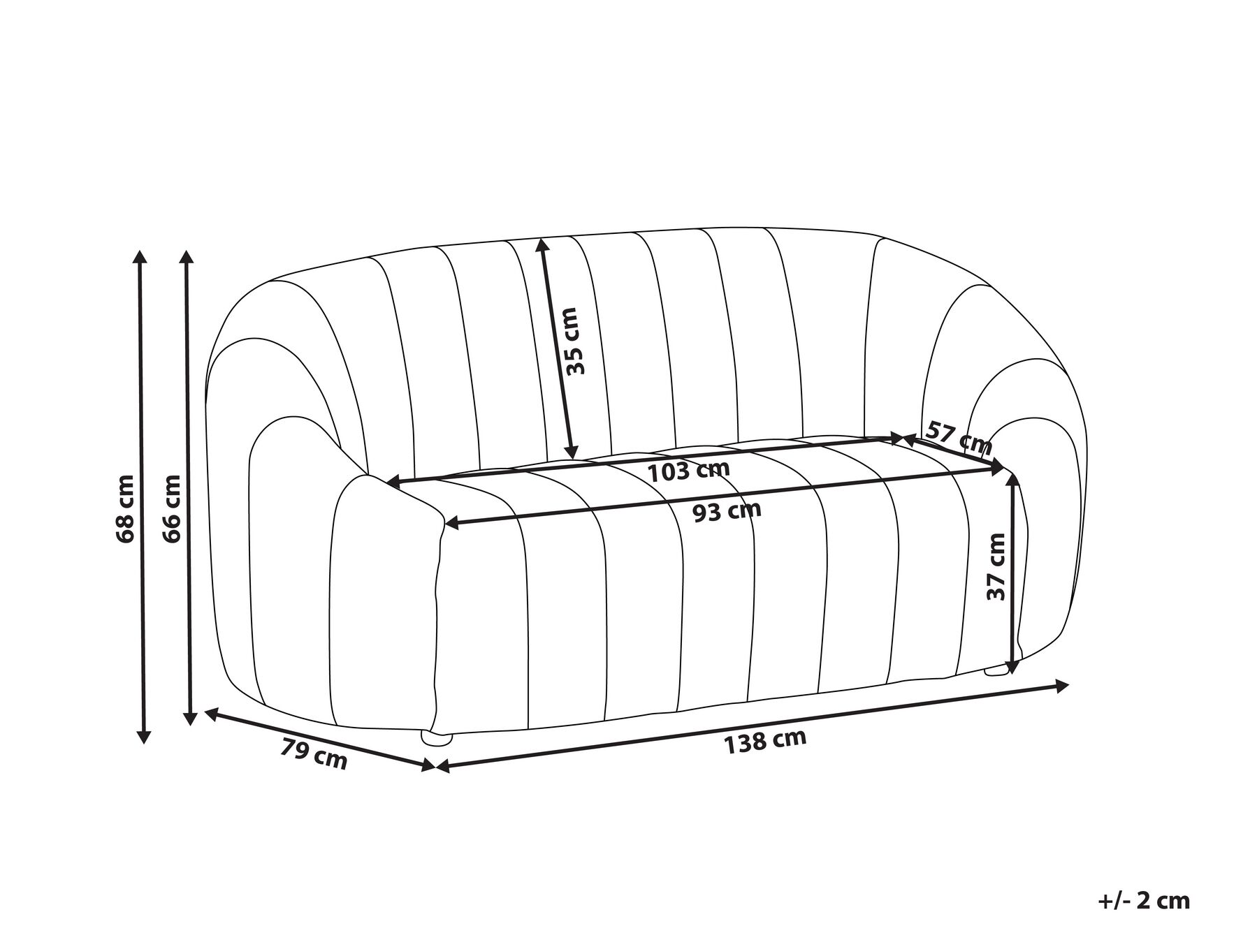Sofa 2-Sitzer MALUNG Samtstoff Cremeweiß_883977