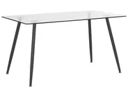 Dining Table MIDLAND Black 140 cm 80 cm Tempered Glass_785945