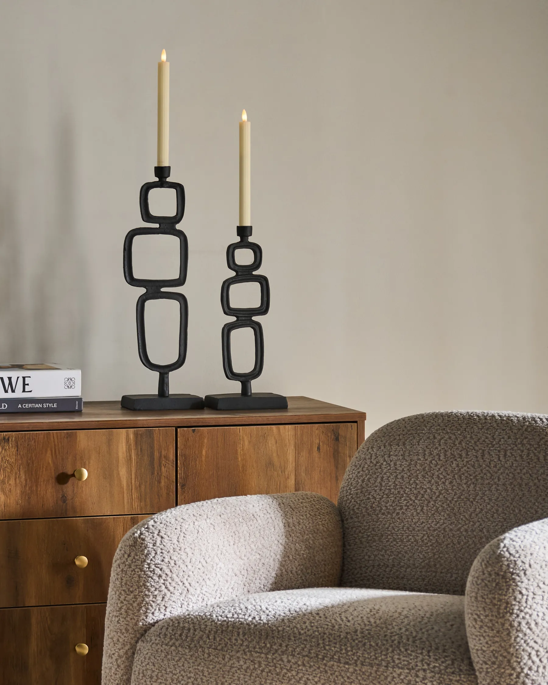 Kerzenständer 2er Set SIPANJE 35/48 cm Metall Schwarz_1013037