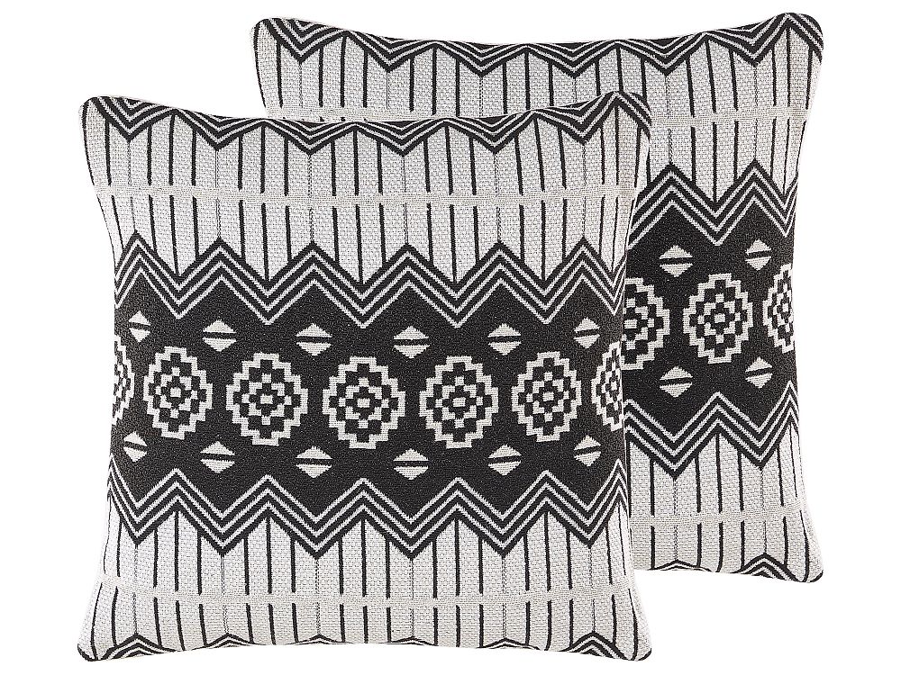 Set od 2 ukrasna jastuka CARDAK 45 x 45 cm Pamuk crno/bijelo geometrijski uzorak