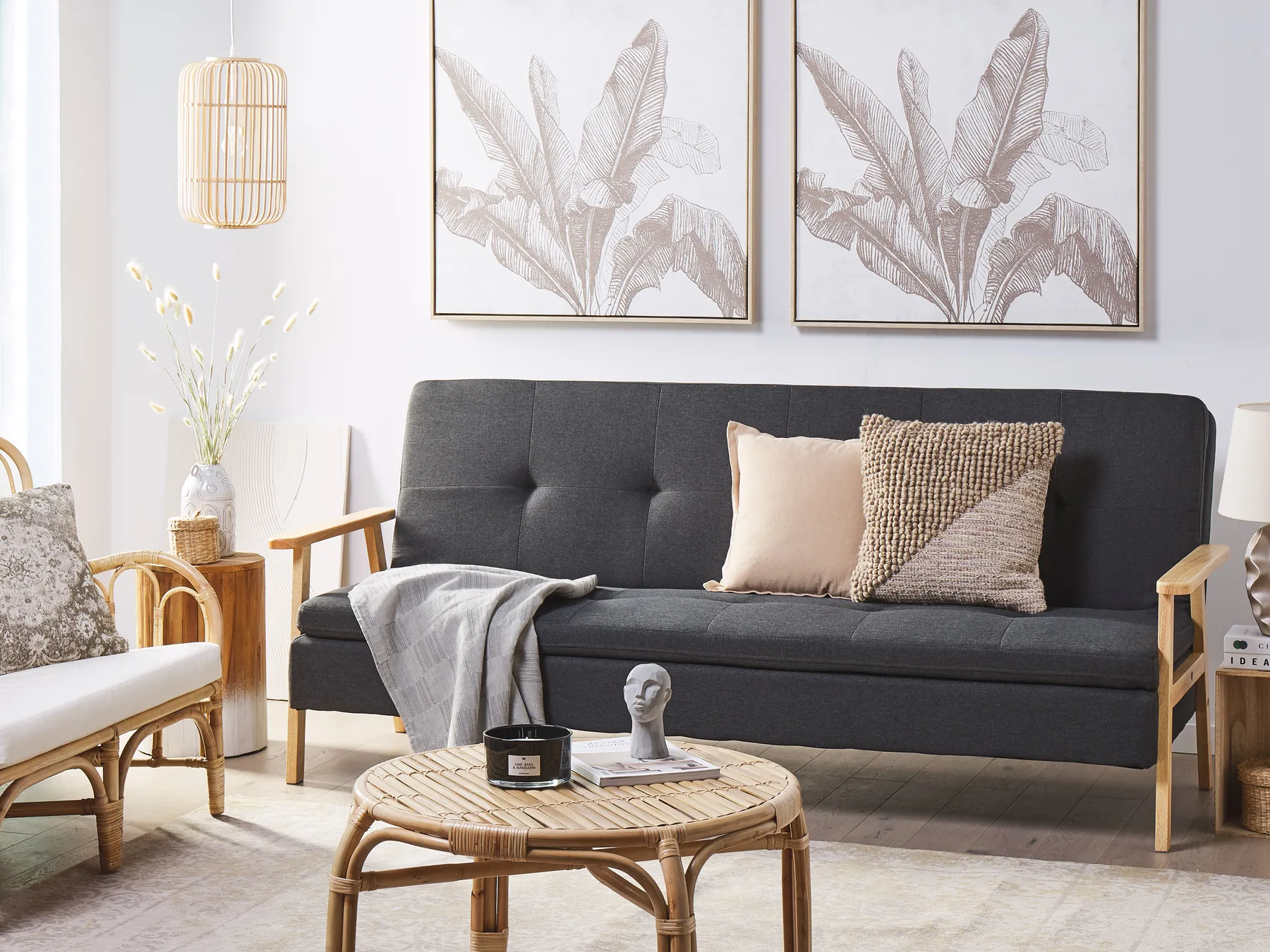 Schlafsofa 3-Sitzer TJORN Stoff Dunkelgrau_813478