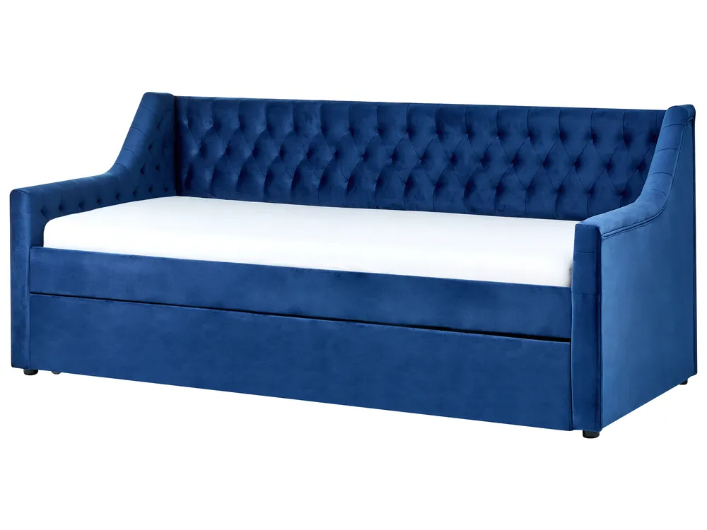 Ausziehbett Samtstoff MONTARGIS 90 x 200 cm Marineblau_827006