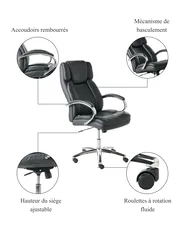 Fauteuil de bureau HONOR Cuir PU Noir_995371