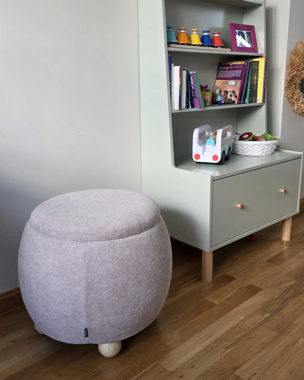 Pouf mit Stauraum ANNABELLA Bouclé Hellbeige_1062187