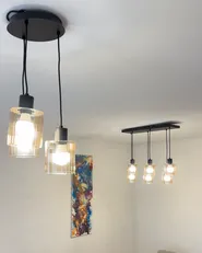 6 Light Pendant Lamp KITARE Glass Beige_1082040