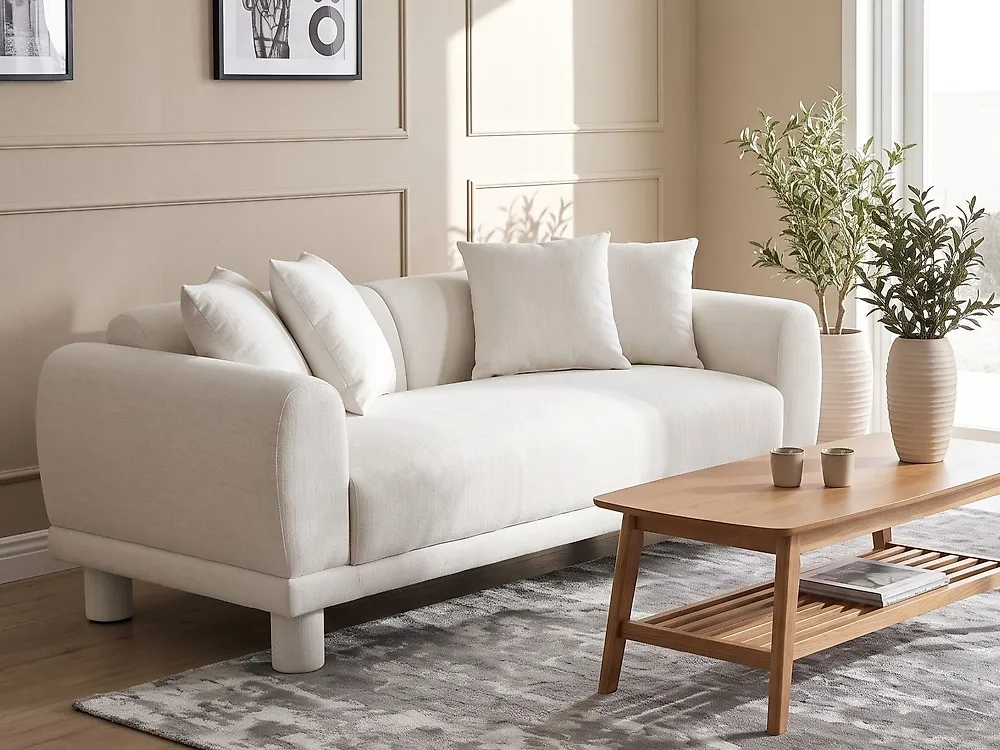 Sofa 3-Sitzer PORI Stoff Cremeweiß_1174597