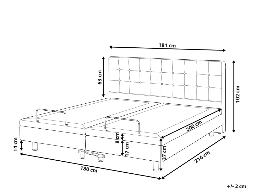 Adjustable Bed Fabric DUKE 180 x 200 cm (EU Super King) Light Beige_973326