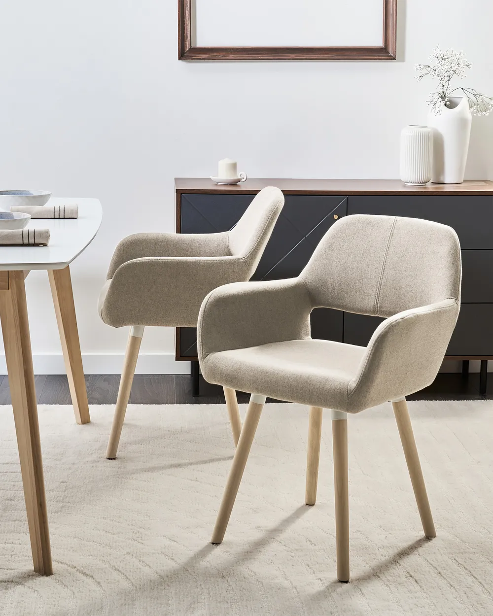Lot De 2 Chaises De Salle à Manger Beliani Brookville – Tissu Gris Clair, Rétro – Neuf